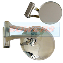 3" Inch Clamp On Stainless Steel Round Overtaking Peep Quarter Light Door Mirror (Offside Only)
